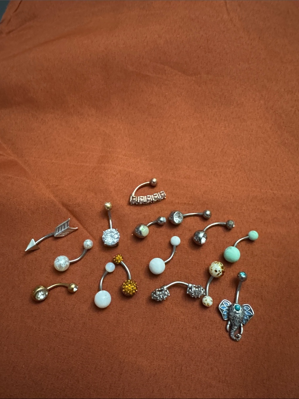 Assorted Women's Belly Button Rings in Mint, White, Gold & Silver - Unbranded